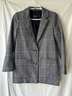 Madewell Dorset Blazer in Navy Glen Plaid Womens Size XXS